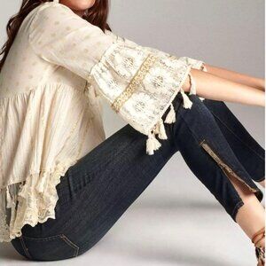 Pilcro Anthropologie Skinny Jeans w/ Animal Print Zipper-Hem